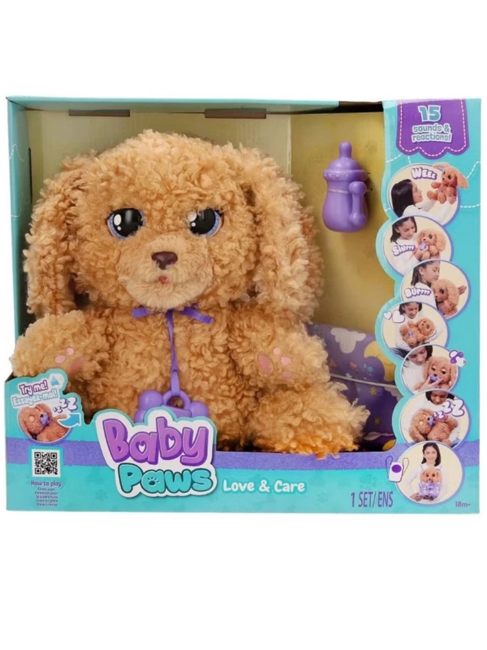 Baby Paws Love & Care Labradoodle Interactive Plush Puppy 15 Sounds & Reactions